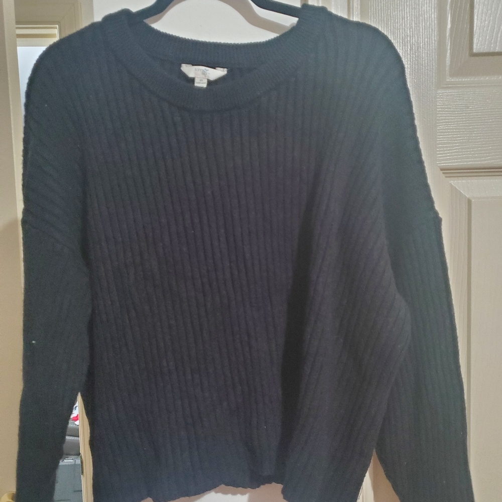 Terra & Sky Black Ribbed Cropped Sweater